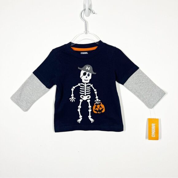 Gymboree Boys Size 9-12 Months NWT Blue Halloween Skeleton Long Sleeve T-Shirt - Picture 8 of 8